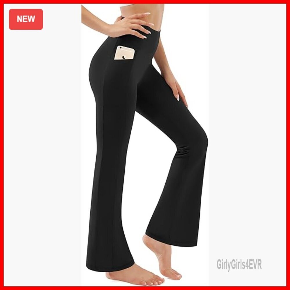 High Waist Yoga Pants Bootcut Flare Leggings with Pockets Tummy Control